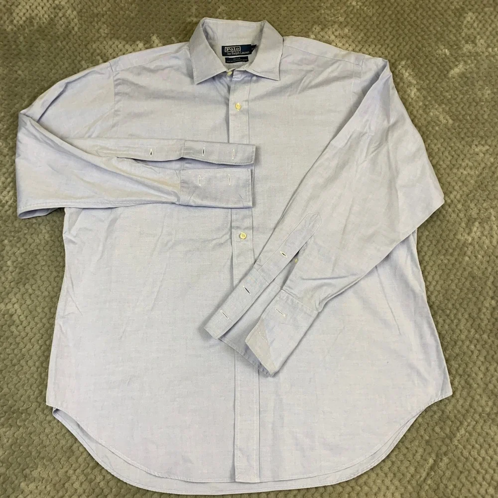 Polo Ralph Lauren Philip Dress Shirt Mens 17 33 Blue Pinpoint Oxford French Cuff